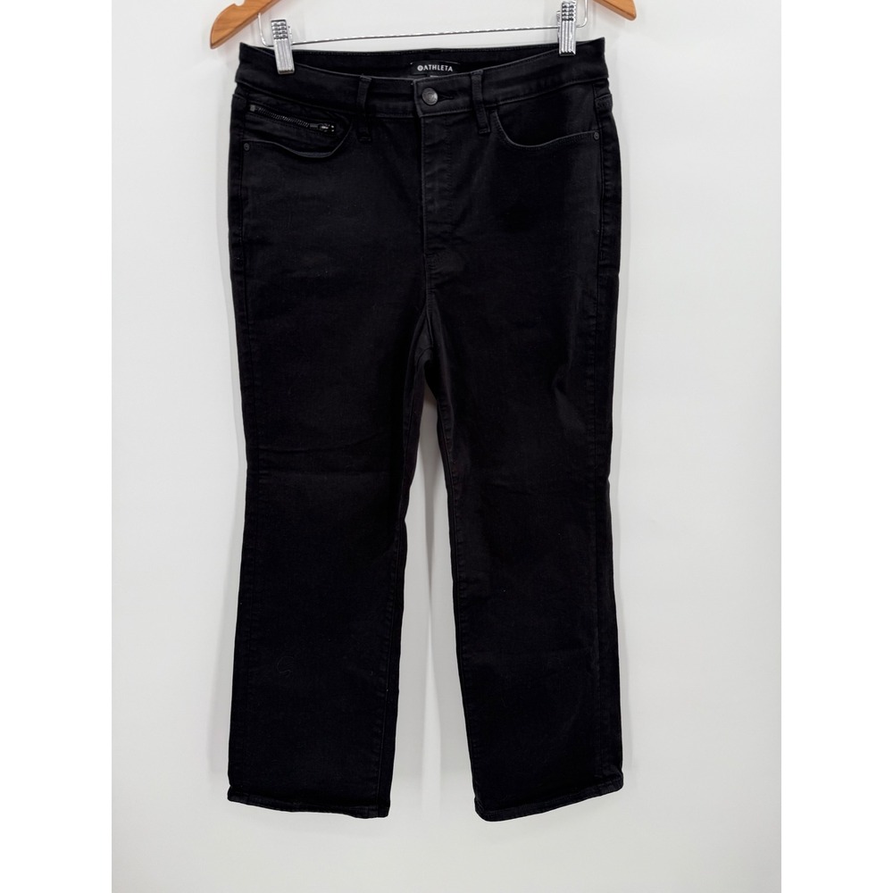 Athleta Flex Kick Flare Black Jeans Size 10 Womens Cropped‎ Denim Pants